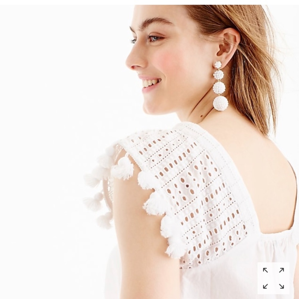 J. Crew Eyelet Top With Tassles XXS (fits XS)